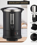 Front view of Big Ol 12L 3 Point 2 Gallon Stainless Steel Coffee Urn With Double Wall Insulation Electric Hot Beverage Dispenser