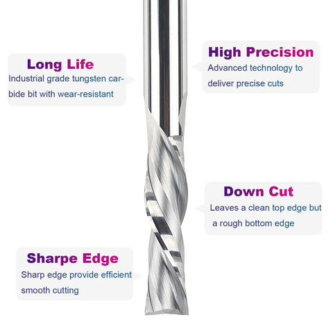 Extra Long Four Inch Spiral Downcut Router Bit Pro Grade With Half Inch Shank And Half Inch Cutting Diameter Solid Carbide CNC End Mill