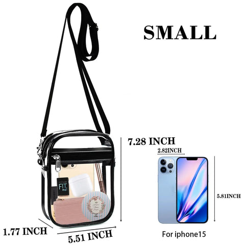 Clear Crossbody Bag With Front Pocket Stadium Approved For Concerts Sports Festivals Waterproof PVC Pass Through Security Quickly.