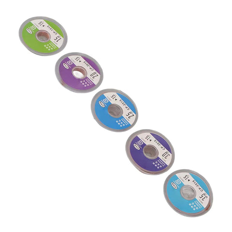 Pro Grade Copper Solder Wick Desoldering Braid Set 5 Pcs with 1.5mm 2mm 2.5mm 3mm 3.5mm Widths 1.5m Length Each displayed in color-coded spools