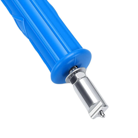 Heavy Duty Three Meter Drain Snake Knock Out Nasty Gunk And Stubborn Clogs In Kitchen Sinks And Bathroom Showers With Sturdy Alloy Steel Spring For Stress Free Plumbing Jobs Any Day blue handle and cutting head detail