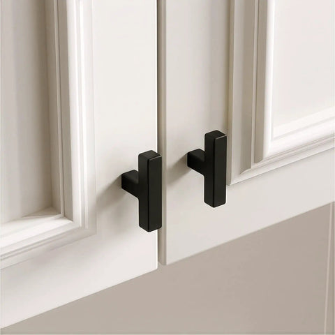 5 Pack Black Square T Bar Cabinet Knobs With Single Hole Slick Stainless Steel Modern Drawer Pull Handles For Kitchen Bathroom Cabinets Cupboards Easy Install Hardware Set