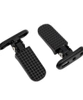 Rugged Durable Aluminum Alloy Scooter And E-Bike Foot Pegs, 4.7 Inch Length With Anti Slip Textured Surface, shown in black color
