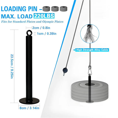 Wall Mount Lat Pulldown System With Pulldown Bar, Tricep Rope, Resistance Bands, Loading Pin And Cable Pulleys max load 220lbs