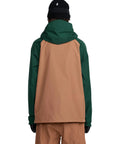Back view of GORE-TEX 2 Layer Ski And Snowboard Jacket With 20K Waterproof Fully Taped Seams Terra Brown XXL, hood up