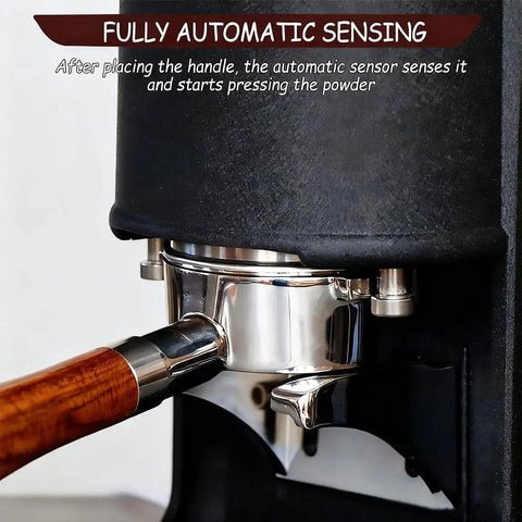 58 Millimeter Electric Coffee Tamper Delivers Calibrated Pressure Control And Non Stick Surface For No Sweat Operation And Smooth Pulls Every Time You Fire Up The Machine, showing automatic sensing feature.