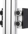 Heavy Duty NEMA 17 Linear Guide Stage Actuator Featuring 0808 Lead Screw Rail close-up view of bearings and aluminum rail.