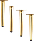 Heavy Duty Metal Table Legs 4 Pack Tapered Base With Pre Drilled Mounting Plate, gold finish, sleek design for furniture upgrade.