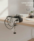 Carbon Steel Power Strip Mount Wall And Desk Bracket for Surge Protectors holding cables and power bricks securely on desk