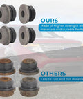 Ford Explorer Rack And Pinion Bushings Kit Four Piece Upgrade For 2010 2015 Models, Heavy Duty Alloy Bushings, side-by-side comparison