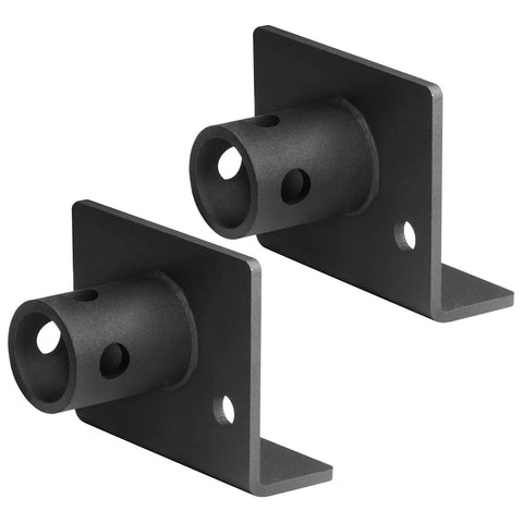 Two Pack 2 In OD Swivel Jack Pipe Mount Plate For Trailer Bolt On, Pre Drilled 5/8 Pin And 1/2 Bolt Holes, Plate 5 In Wide By 4.25 In Tall By 2 In Deep, Weld On Mount, Low Carbon Steel Spray Coating, black trailer jack brackets
