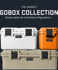 GoBox 1 Divided Waterproof Dry Box For Gear, Camera, And Tackle, Submersible IP65 IP67 Case stacked in white, tan, orange