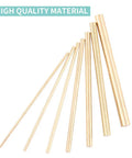 DIY Metal Rod Set 21 Pcs Brass, Stainless Steel, Aluminum Lathe Bar Stock showing brass rods against white background