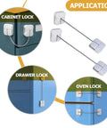 2 Pack Kid Safe Safety Cabinet Locks For Home Use Sturdy ABS And Steel Construction Silver Childproof Drawer And Door Latches Easy Install