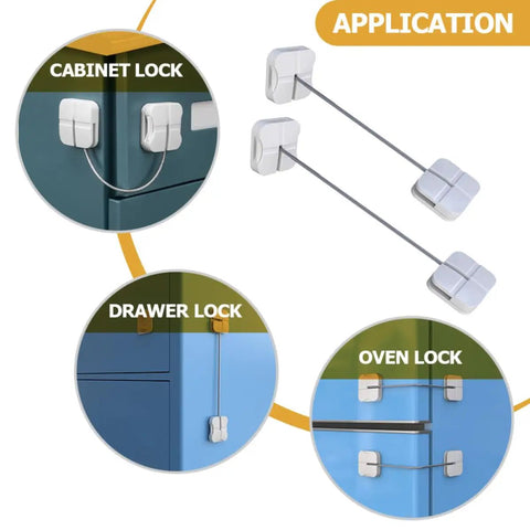 2 Pack Kid Safe Safety Cabinet Locks For Home Use Sturdy ABS And Steel Construction Silver Childproof Drawer And Door Latches Easy Install