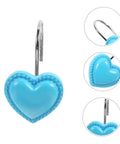 Heart Pendant Shower Curtain Hooks 12 Piece Set Retro Resin Rod Hangers with easy glide in blue