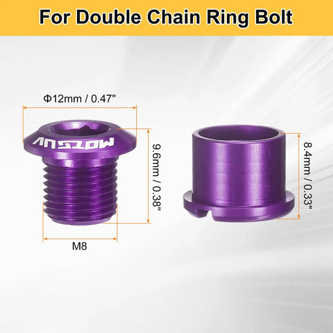 5 Piece M8 Aluminum Alloy Double Chain Ring Bolts Set For Crankset Nuts And Chainwheel Screws With Mountain Wrenches For Road And Mountain Bikes Purple