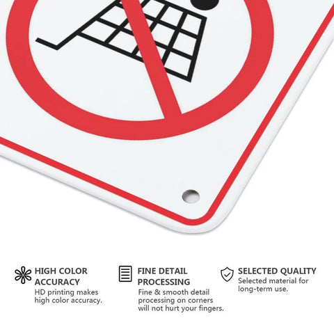 Close-up of No Trolley Symbol 8 By 12 Warehouse Equipment Restriction Sign corner showing HD color accuracy and quality.