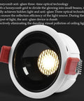 UBNMIUBV 9 Pack White Aluminum Led Recessed Lighting Kits - 8W, 10W, 12W, 15W, 20W Adjustable Downlights close-up of honeycomb anti-glare lens.