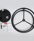 Dope Black Farmhouse 3 Light Ceiling Light Fixture Semi Flush Mount components including frame, base, and assembly parts