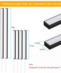 Image showing Eight Pack 3000K LED Lights For Wood Slat Walls And WPC Panels Self Adhesive with two lengths: 19.7in and 39in.