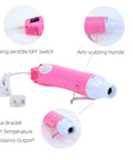 DIY Heat Gun For Crafting And Home Projects, 110V 300W Handheld Hot Air Tool in pink with features labeled like cooling vent and handle.