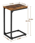 C Shaped End Table That Slides Under Couch For Small Spaces TV Tray Snack Table And Laptop Desk Brown Living Room Side Table