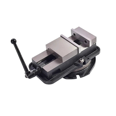 Get Ready to Grind With This Badass 100mm Bench Vise Featuring A Swivel Base For Ultimate Precision On Your QM16100 Milling Machine Setup Clamps Tight And Keeps Your Work Stable No Shake, showcasing the swivel base and hardened steel frame.