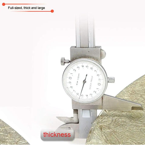 Measuring thickness of Round Lazy Susan Turntable With 80 Cm Tempered Glass Tray, dial gauge visible on surface