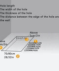 Measurement diagram for Electric Retractable Attic Ladder Ceiling Mount configuration, showing hole dimensions and clearances.