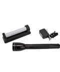 LED Rechargeable Flashlight System With 120V Converter Black Eco Friendly And Easy To Use Sleek Compact Design Portable Charger