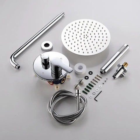 Shower System With Rain Shower And Handheld, Chrome High Pressure Bathroom Faucet, Oxygen Waterfall Spray components displayed