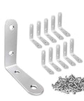 20 Piece 2 Inch Stainless Steel L Brackets With Screws For Wood Furniture And Tables Rust Resistant Corner Braces 90 Degree Right Angle Shelf Supports With Pre Drilled Holes For Quick DIY Install And Strong Mount