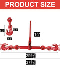 Diagram of Red Beefy Ratchet Load Binders Half To Five Eighths Inch With Grab Hooks, dimensioned for securing heavy loads.