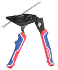 Rugged Steel Strapping Banding Tool Featuring A Quick Pull Tensioner And Inline Cutter For Wrapping Cargo, with ergonomic grips.