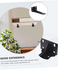 Rock Solid Heavy Duty Metal L Shelf Brackets, Cold Rolled Steel Wall Mount For Desk And Storage, Hella Durable Corner Tripod Support, Matte Black 5 Pack, mounted under shelf