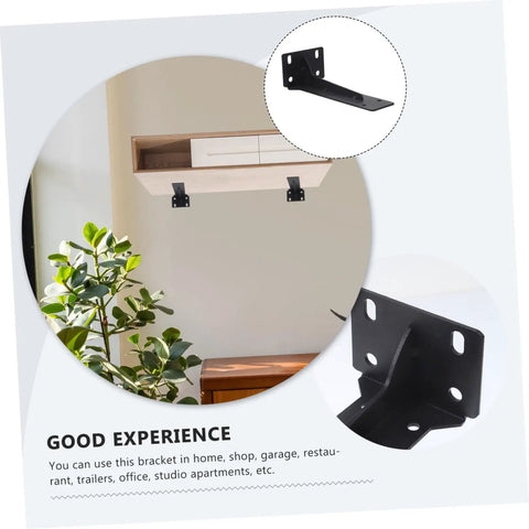 Rock Solid Heavy Duty Metal L Shelf Brackets, Cold Rolled Steel Wall Mount For Desk And Storage, Hella Durable Corner Tripod Support, Matte Black 5 Pack, mounted under shelf