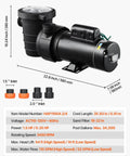 Tough As Nails Dual Speed Above Ground Pool Pump With 1.5 HP Copper Motor and strainer basket, 22.8 inch long, black.