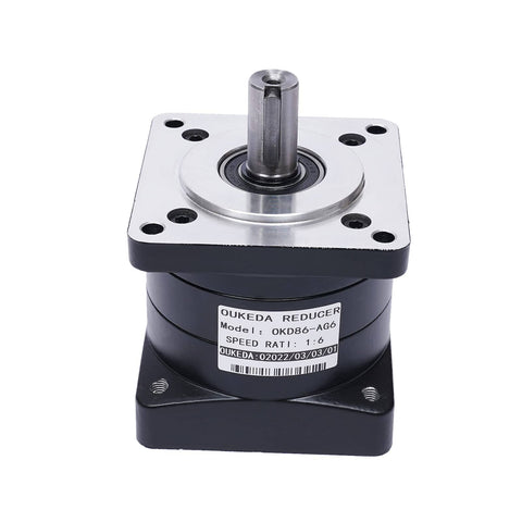 Planetary Gearbox 6 To 1 Speed Reducer For NEMA 34 Stepper Motor 14mm Input Shaft, aluminum housing, top view.