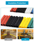 650 Pcs Heat Shrink Tubing Assortment Kit 2 To 1 Shrink Ratio Pro Grade Electrical Cables And Wires Insulation Protection Solder Joint Shield Ideal For RC Hobbyist DIY Projects And General Wire Harnessing colorful tubes and application examples.