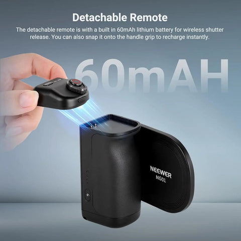 Detachable remote of MagSafe Compatible Phone Grip With Wireless Charging And 3500mAh Battery, ergonomic leather handle.