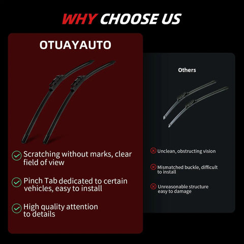 Comparison showing High-quality Heavy Duty Windshield Wiper Blades For 2007 To 2013 Chevy Silverado Tahoe, clear visibility features.