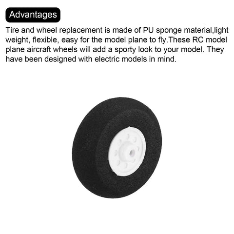 8 Pack RC Airplane Wheels 32mm 1.26 Inch OD Foam Sponge Tires Replacement For DIY Model Planes And Helicopters visible individually