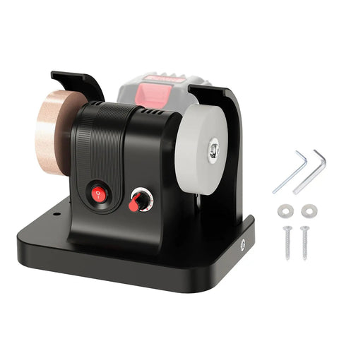 Asixxsix Mini Bench Grinder With Two Wheels And Stepless Speed Control. Electric Polishing Machine for metal and wood knife making, compact design.