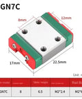 Detailed view of MGN7C carriage block with dimensions, part of 7mm Linear Rail Guide With MGN7C For That Smooth Dead On Motion In 3D Printers And DIY CNC Builds, Wide Range From 50mm To 500mm, Includes Carriage Block For Easy Setup And Heavy Duty Performance.