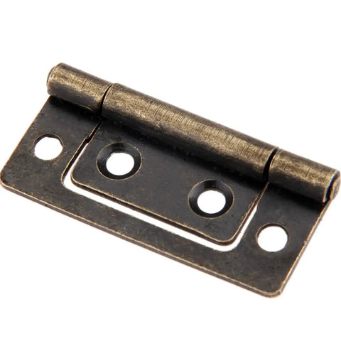 Close-up of one iron hinge from Four Pack 2 Inch Iron Flush Door Hinges For Cabinets And Cupboards, Jewelry Boxes, And Wooden Decor 50x24mm Spring Loaded
