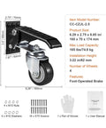 Heavy Duty Retractable Workbench Casters For Shop Tables Featuring Two Point Five Inch Urethane Wheels With Six Sixty Pound Rock Solid Hold and foot-operated brake.