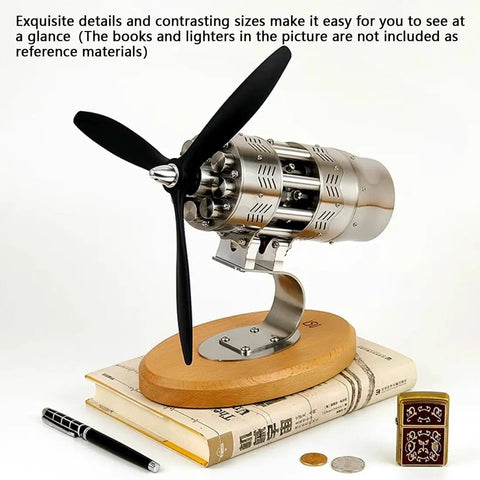 Hands On 16 Cylinder Swash Plate Stirling Engine Model Kit With Butane Power Stainless Steel Body And Bamboo Base For STEM Education on bamboo base