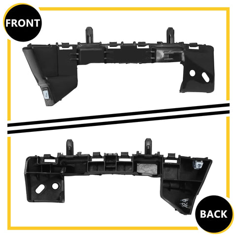 BXZ front bumper cover support retainer bracket pair for 2016–2019 Chevrolet Cruze, black plastic, front and back views