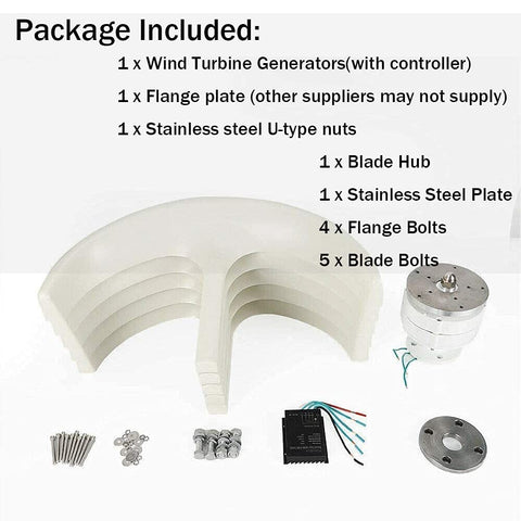 Components of 600W 24V Wind Turbine Generator With Five Blades Vertical Axis VAWT Lantern Motor And Controller For Off Grid Power And Renewable Energy DIY Home Kit Easy Install